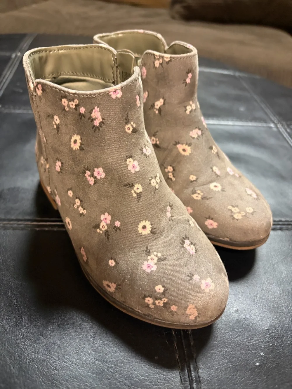 Cat & Jack Gray Floral Ankle Boots for Kids